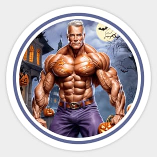 Muscle Daddy on Halloween Night Sticker